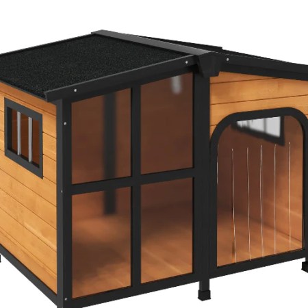 Petcomfortworld ltd Wooden Dog Kennel, Dog House With Removable Floor, Asphalt And Openable Roof